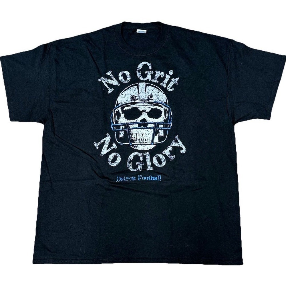 NWT DETROIT LIONS Black No Grit No Glory T-Shirt XXXL 3XL Helmet Skull NFL Tee